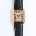 Cartier Tank MK3 Automatic Watch Rose Gold Black Leather