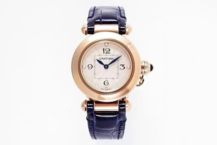 Cartier Pasha de Cartier Ladies Watch Rose Gold Blue Leather