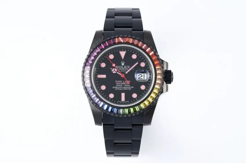 src_0-47.webp Rolex Submariner – Black Dial with Pink Markers, 40mm Case, Custom Bezel - Image 1