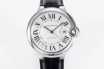 Cartier Ballon Bleu 42mm Silver Black Leather - Image 9