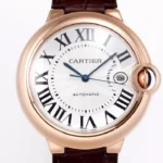 Cartier Ballon Bleu 42mm Rose Gold Brown Leather