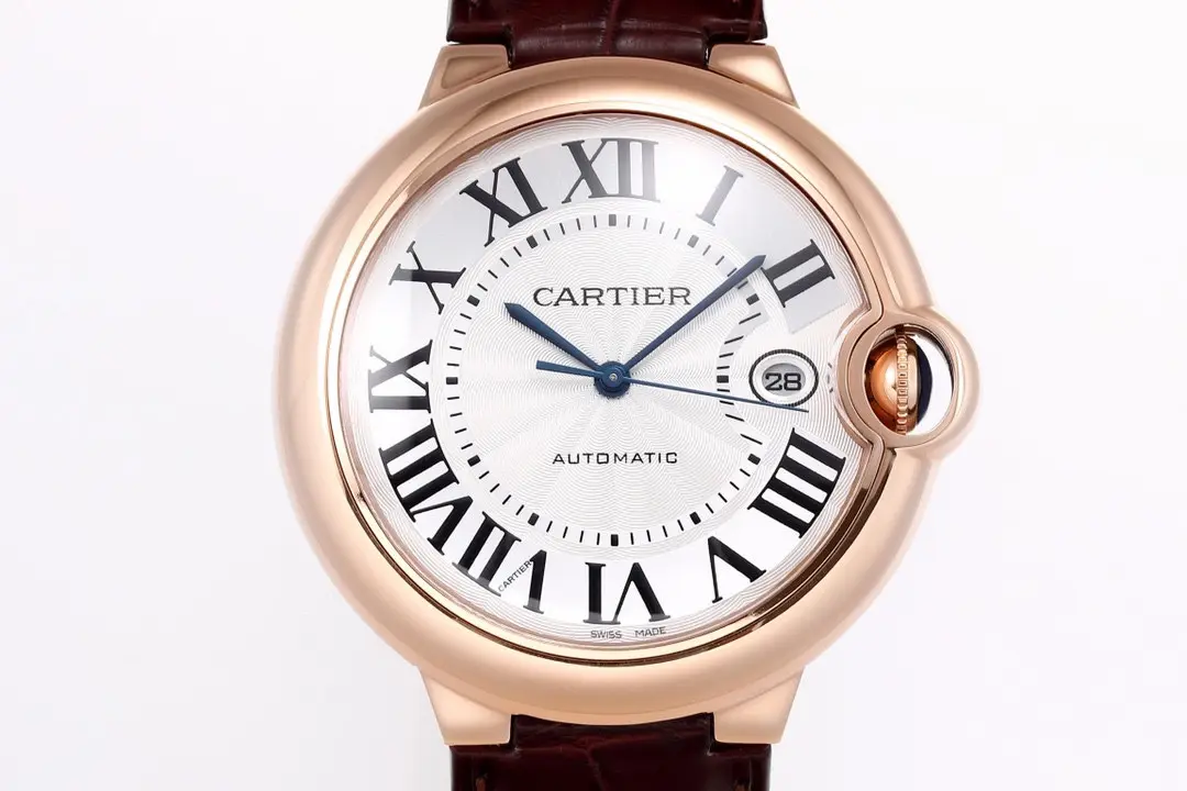 src_0-476.webp Cartier Ballon Bleu 42mm Rose Gold Brown Leather - Image 1