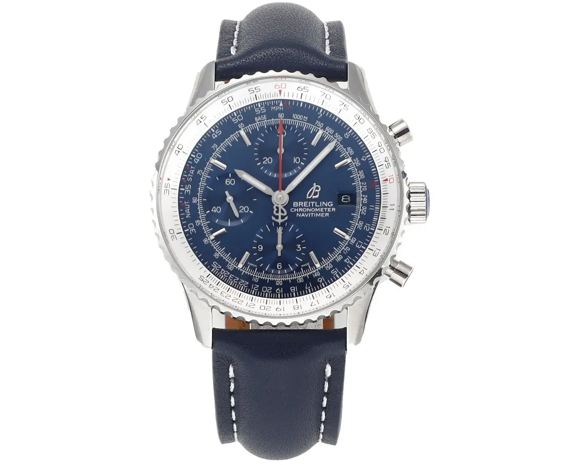 src_0-495.webp Breitling Navitimer Chronograph Blue Leather Watch - Image 1