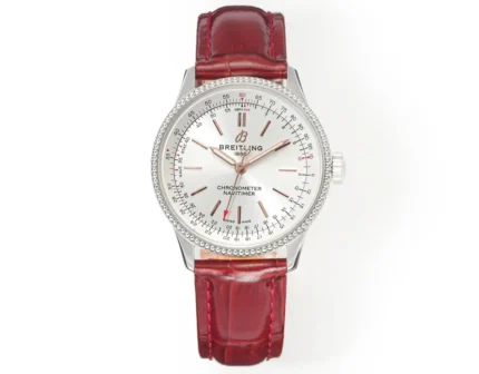 Breitling Navitimer Automatic Silver Red Leather
