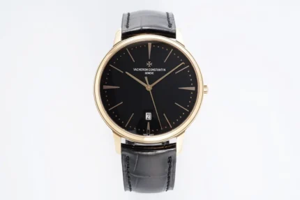 Vacheron Constantin Patrimony 85180 Series Watch – Rose Gold Case, Black Dial, Leather Strap, 40MM