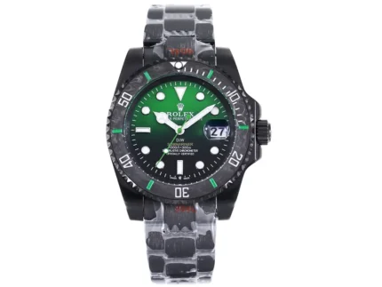 Rolex Submariner PARAKEET – Custom Black Carbon Fiber Bezel, Gradient Green Dial, 904L Steel