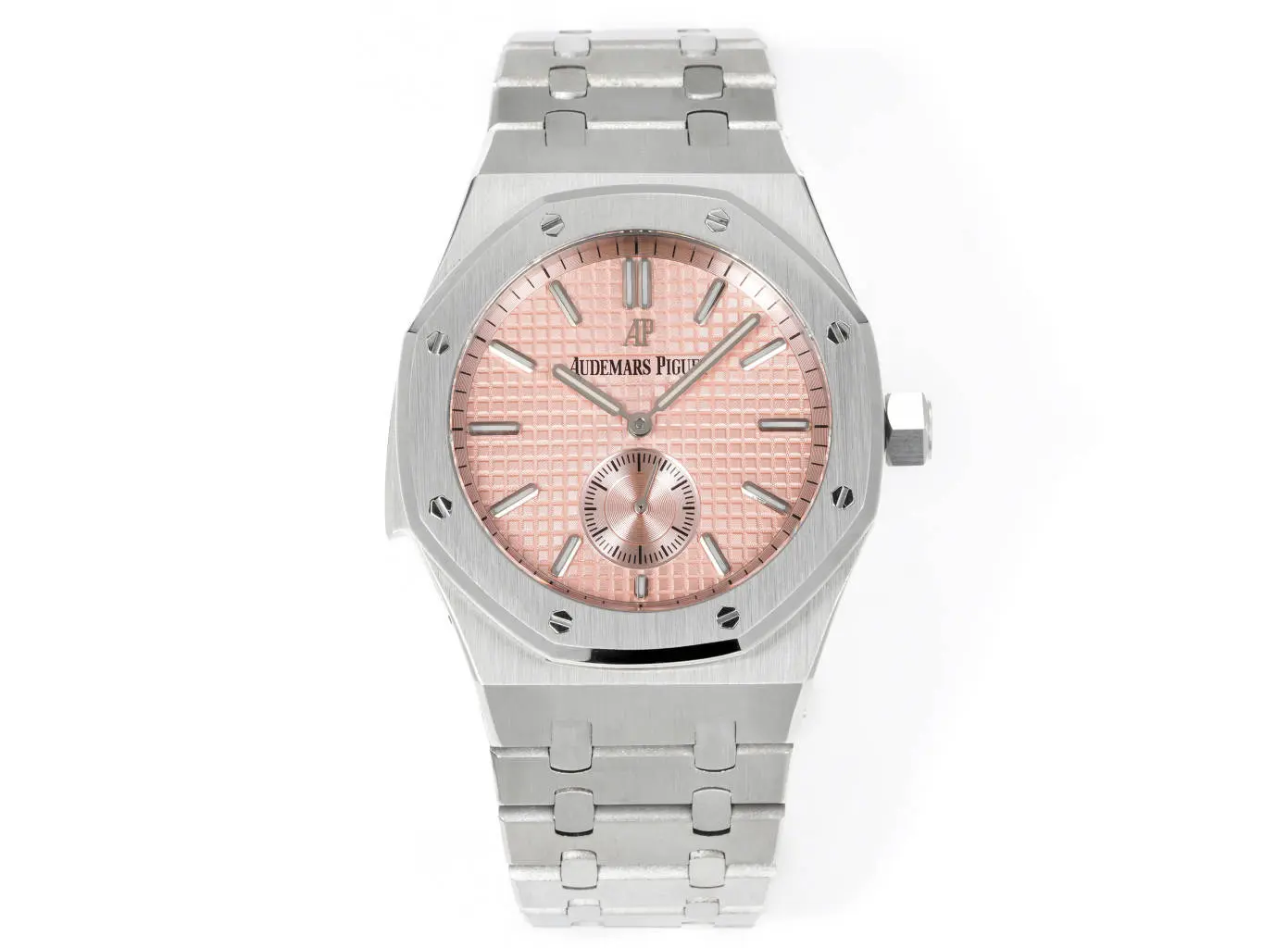 src_0-571.webp Audemars Piguet Royal Oak 26591IP Pink Dial Steel Watch - Image 1