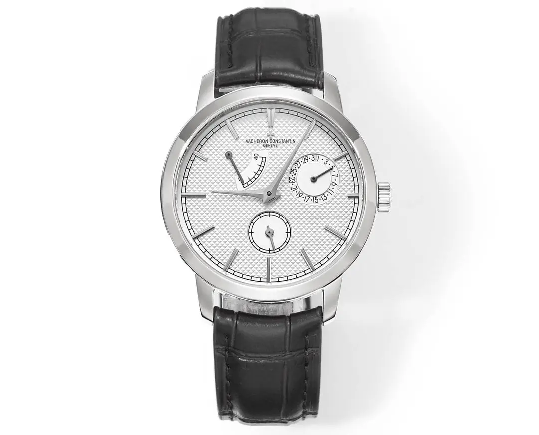 src_0-582.webp Vacheron Constantin Traditionnelle 83520/000R-9909 Mechanical Watch β Silver Dial, Black Leather Strap, Multi-Function Automatic Watch - Image 1