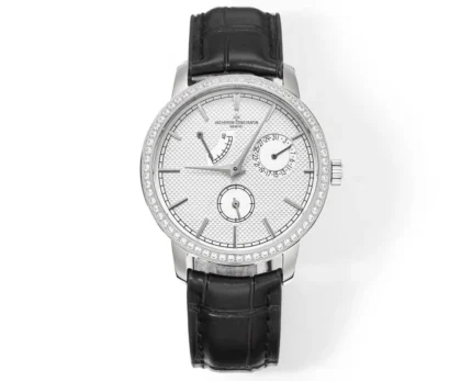 Vacheron Constantin Traditionnelle 83520/000R-9909 Mechanical Watch – Silver Dial, Black Leather Strap, Multi-Function Design