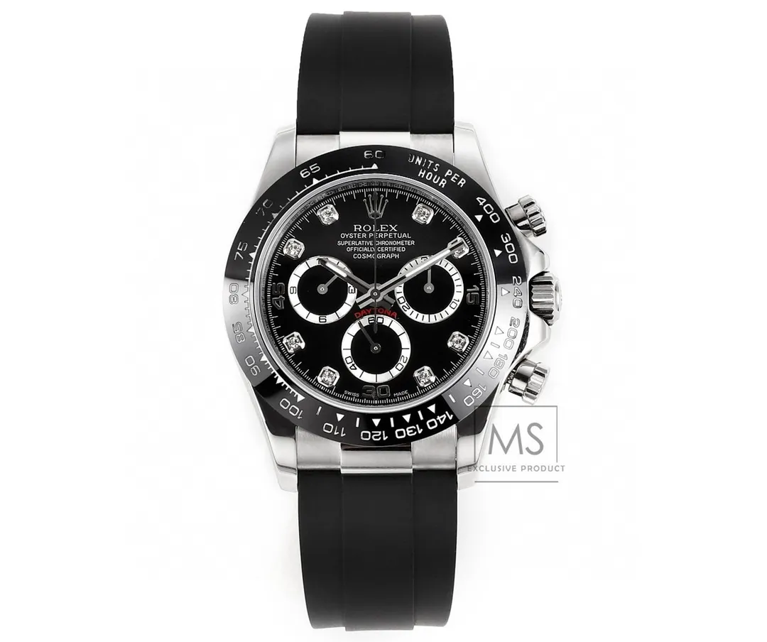 src_0-597.webp Rolex Daytona 4130 Black Dial Rubber Strap Men’s Chronograph Watch - Image 1