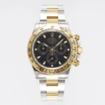 Rolex Daytona 4130 – Two-Tone Gold/Steel, Black Dial, Chronograph Watch