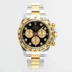 Rolex Daytona Watch – Two-Tone Stainless Steel and Gold, Black Dial, Chronograph Style