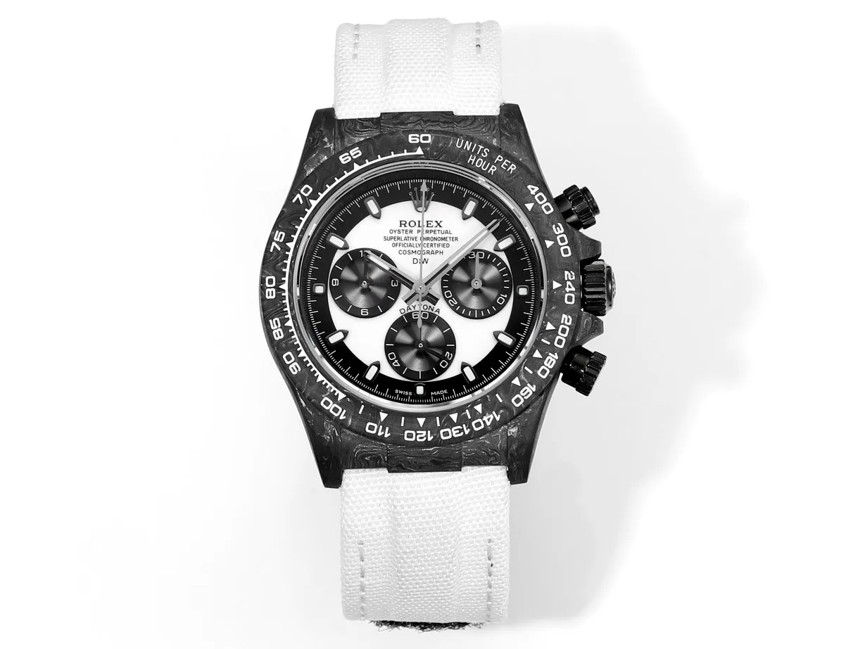 src_0-616.webp Rolex Daytona Carbon Fiber Custom Edition β Black with White Strap - Image 1