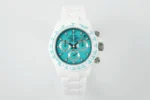 Rolex Daytona Ceramic Watch – White Strap, Turquoise Dial, Racing Style