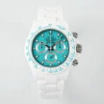 Rolex Daytona Ceramic Watch – White Strap, Turquoise Dial, Racing Style