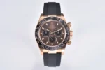 Rolex Daytona Watch with Black Rubber Strap and Brown Dial