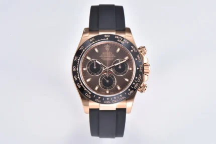 Rolex Daytona Watch with Black Rubber Strap and Brown Dial