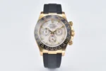 Rolex Daytona Clean Factory 116518 Gold Engraved Natural Cloud Mother-of-Pearl Dial Daytona Watch with Black Rubber Strap
