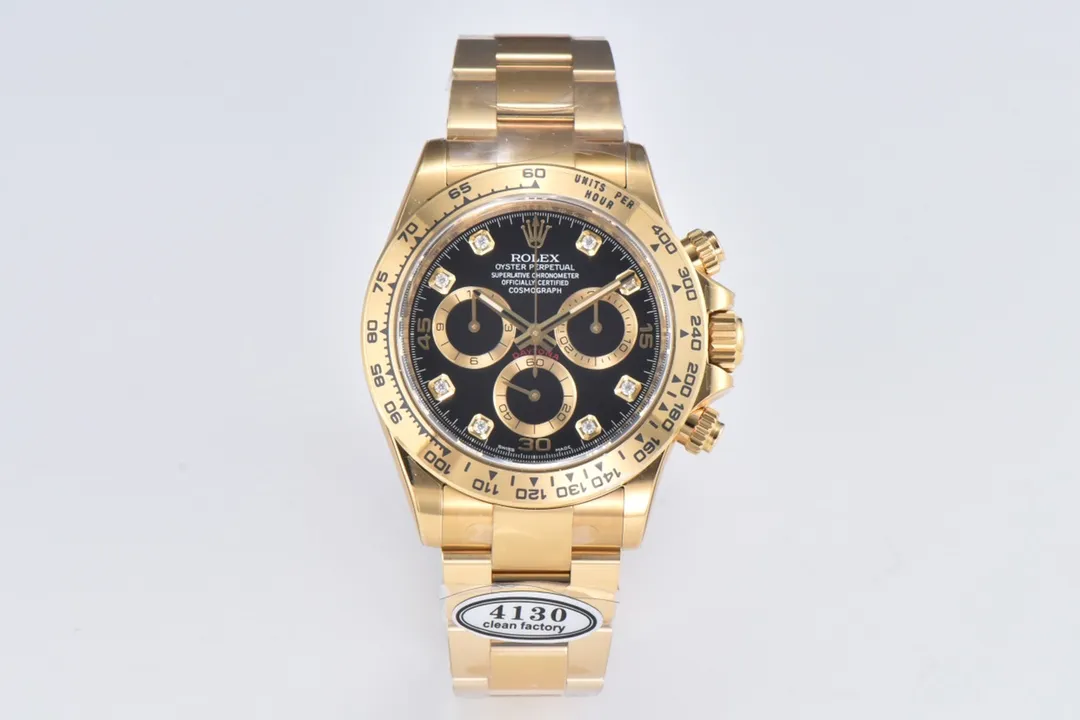 src_0-632.webp Rolex Daytona Watch β Black Enamel Dial with Moissanite Stones - Image 1