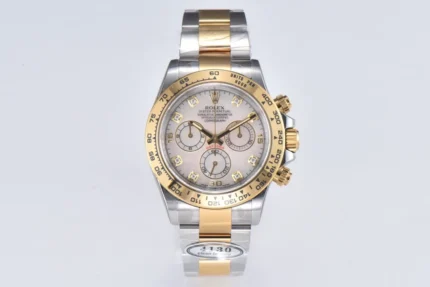 Rolex Daytona Watch with Moissanite Diamonds – Two-Tone with Mother-of-Pearl Dial