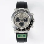 Rolex Daytona 7750 Movement – White Dial with Black Subdials, Stainless Steel Case, Rubber Strap