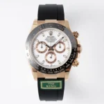Rolex Daytona Rose Gold Black Rubber Strap Chronograph Watch