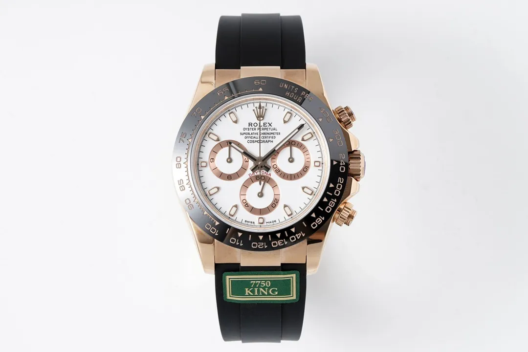 src_0-644.webp Rolex Daytona Rose Gold Black Rubber Strap Chronograph Watch - Image 1
