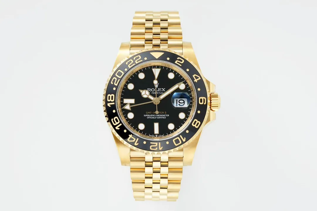 src_0-76.webp Rolex GMT-Master II Watch – Gold with Black/Blue Bezel, Exclusive Cal. 3285 Movement - Image 1