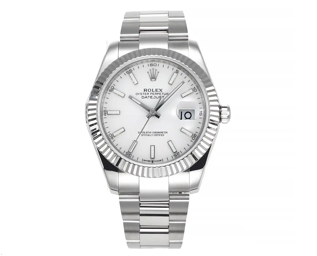 src_0-91.webp Rolex Datejust Silver Fluted Bezel Stainless Steel Watch with New 3235 Movement - Image 1