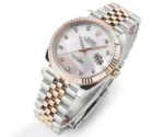Rolex Datejust 41mm Watch – Two-Tone Stainless Steel and Rose Gold with Pink Dial and Diamond Markers - Image 3
