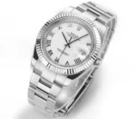 Rolex Datejust 41mm Silver Fluted Bezel White Dial Watch - Image 3