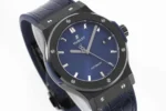 Hublot Classic Fusion Ceramic Watch – Black Ceramic Case, Blue Dial, Crocodile Leather Strap by GSF - Image 3
