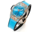 HUBLOT Big Bang One-Click 39mm Stainless Steel Rainbow Watch – Blue Dial, Rose Gold and Diamond Bezel, Blue Leather Strap - Image 3