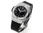 HUBLOT Big Bang One-Click 39mm Stainless Steel White Pave Watch with Black Strap - Image 3