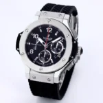 Hublot Big Bang 44mm Black Dial Chronograph Watch with Rubber Strap – Silver Case - Image 3
