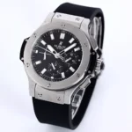 Hublot Big Bang 44mm Black Rubber Strap Chronograph Watch – Silver Case - Image 3