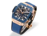 HUBLOT Spirit of Big Bang King Gold Blue Skeleton Dial Limited Edition Watch with Rubber Strap - Image 3