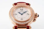 Cartier Pasha de Cartier Ladies Watch Rose Gold Red Leather Strap - Image 10
