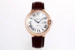 Cartier Ballon Bleu 42mm Rose Gold Brown Leather - Image 3