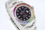 Rolex Submariner Rainbow Bezel Watch – Black Dial with Pink Markers, 40mm Stainless Steel Case - Image 3