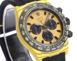 Rolex Daytona Carbon Fiber Night Glow Case Watch – Yellow with Black Strap - Image 3