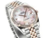 Rolex Datejust 41mm Watch – Two-Tone Stainless Steel and Rose Gold with Pink Dial and Diamond Markers - Image 4