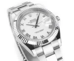 Rolex Datejust 41mm Silver Fluted Bezel White Dial Watch - Image 4