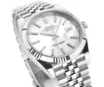 Rolex Datejust 41mm Silver Fluted Bezel Stainless Steel Watch - Image 4