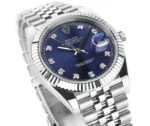 Rolex Datejust 41mm Watch – Silver with Blue Dial and Diamond Markers - Image 4