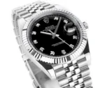 Rolex Datejust 41mm Watch – Silver with Black Dial and Diamond Markers - Image 4