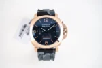 Panerai Luminor Marina Automatic Men’s Watch – Rose Gold Case, Black Dial, Camo Rubber Strap, 45mm