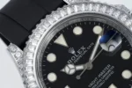 Rolex Yacht-Master 42mm Black Dial Diamond Bezel Rubber Strap Watch - Image 4