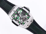 Hublot Masterpiece 906 Tourbillon Watch – Silver with Green Accents, Manual Wind Movement, Leather Strap - Image 9
