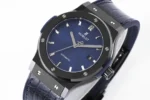 Hublot Classic Fusion Ceramic Watch – Black Ceramic Case, Blue Dial, Crocodile Leather Strap by GSF - Image 4